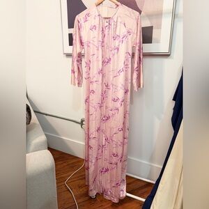 Vanity Fair Tropical Print Maxi Peignoir Robe Small